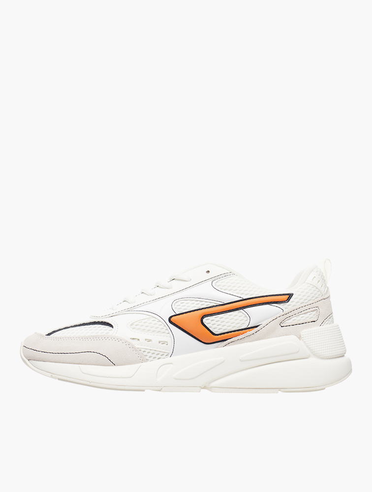 MyRunway | Shop Diesel White & Orange S-Serendipity Sport Sneakers